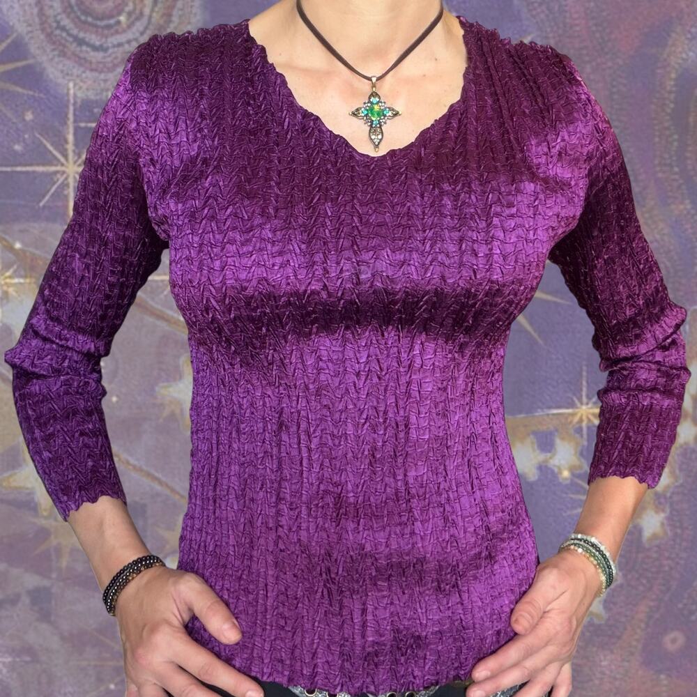 Y2K Pretty Angel Purple Crinkle Top Fairy Goth Whimsigoth - Picture 3 of 7
